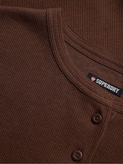 Superdry Brown Ath Ess Waffle Button Long Sleeve Top - Image 7 of 8
