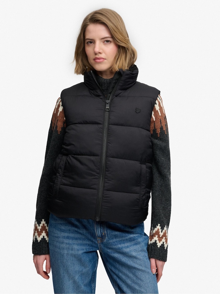 Superdry Black Borg Lined Gilet - Image 1 of 8