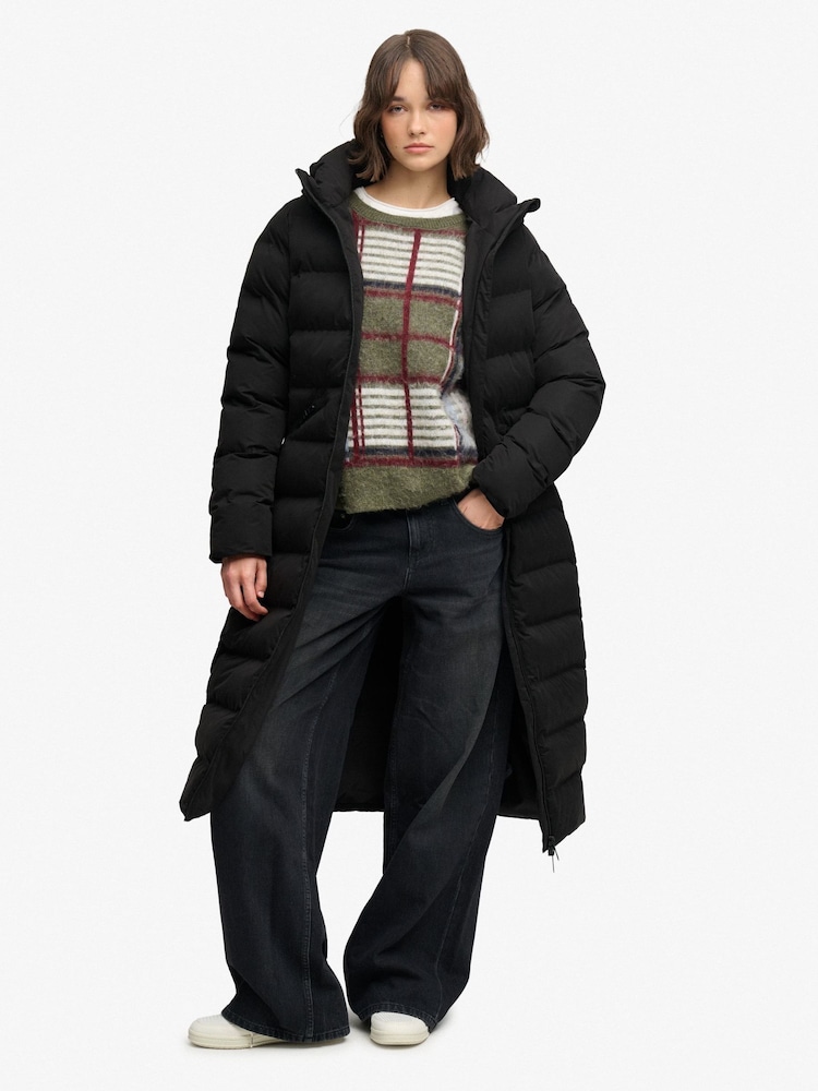 Musta - Superdry City Longline -mikrokuitutakki - Kuva 1 / 5