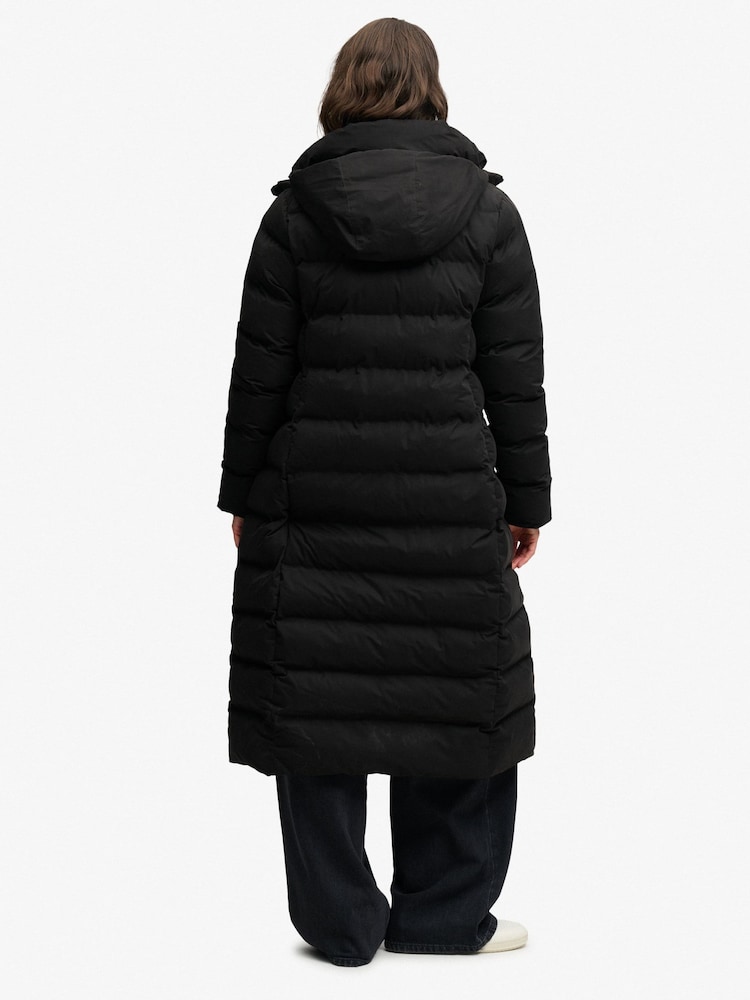 Musta - Superdry City Longline -mikrokuitutakki - Kuva 2 / 5