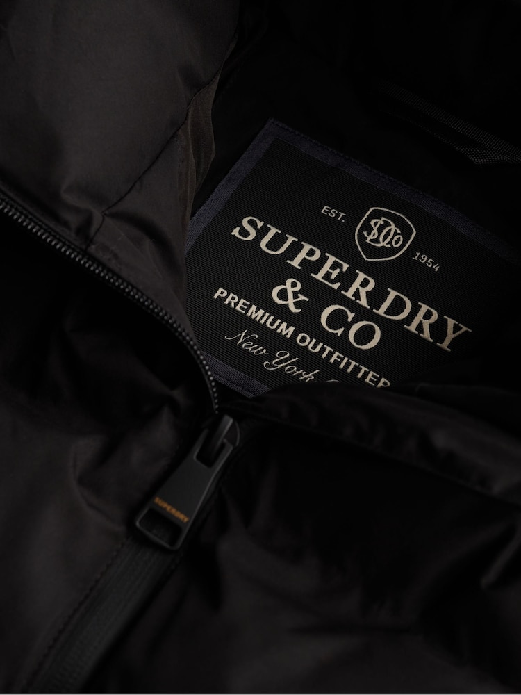 Superdry Black City Longline Microfibre Jacket - Image 9 of 9