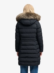 Superdry Black Hood Faux Fur Fuji Mid Length Jacket - Image 6 of 9