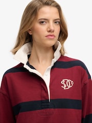 Superdry Red Heritage Stripe Rugby Shirt - Image 10 of 10