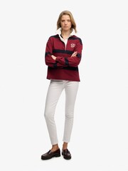 Superdry Red Heritage Stripe Rugby Top - Image 4 of 5