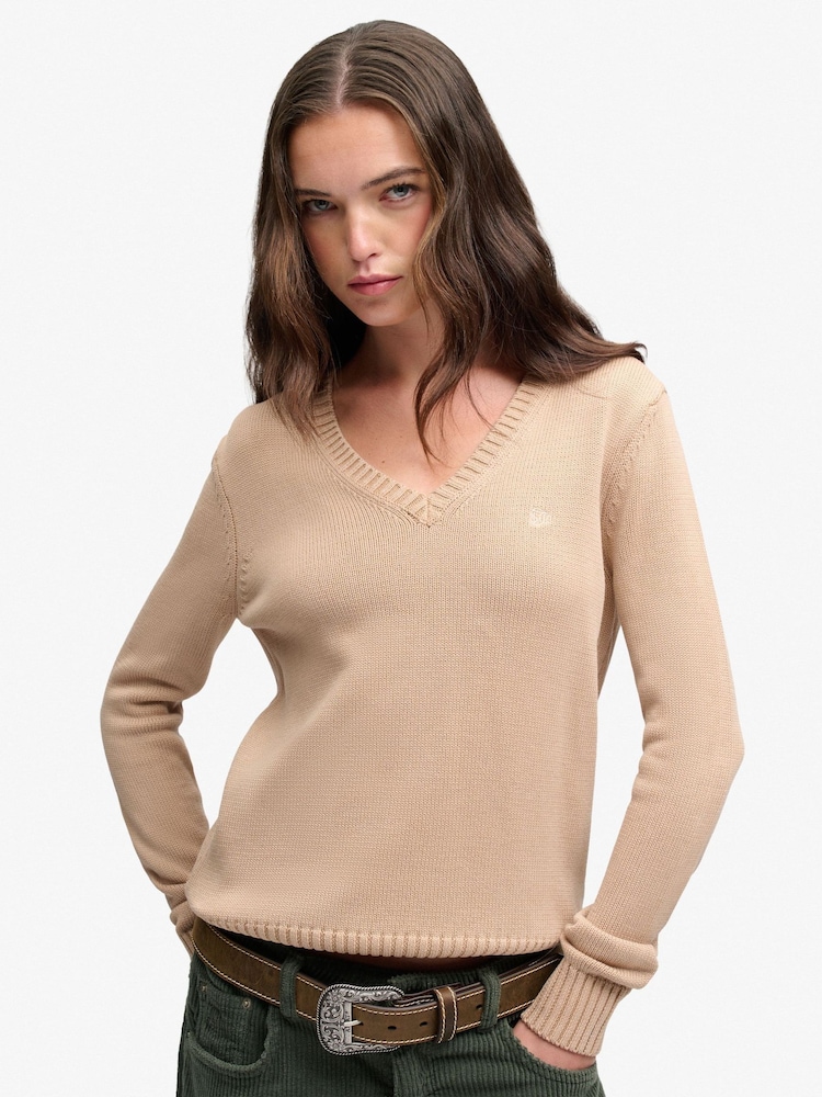 Verde - Suéter Cuello de pico lavado Superdry - Imagen 1 de 8