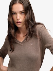 Marrón - Suéter Cuello de pico lavado Superdry - Imagen 4 de 8