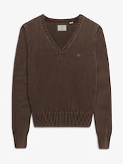 Marrón - Suéter Cuello de pico lavado Superdry - Imagen 7 de 8