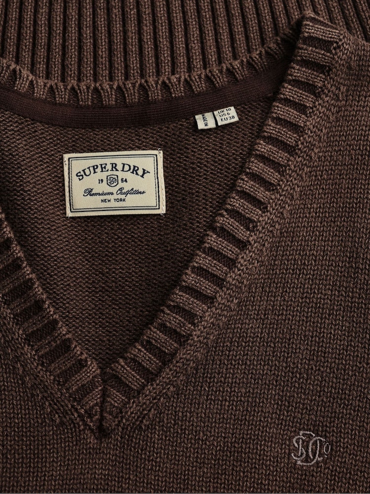 Marrón - Suéter Cuello de pico lavado Superdry - Imagen 8 de 8