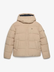 Superdry Brown Premium Hood Cord Puffer Jacket - Image 1 of 1