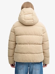 Castanho - Superdry Premium Hood Cord Puffer Jacket - Imagem 2 de 8