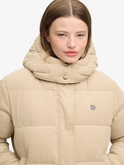 Castanho - Superdry Premium Hood Cord Puffer Jacket - Imagem 6 de 8