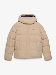 Castanho - Superdry Premium Hood Cord Puffer Jacket - Imagem 7 de 8