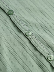 Superdry Olive Green Athletic Essential Pointelle Cardigan - Image 2 of 2