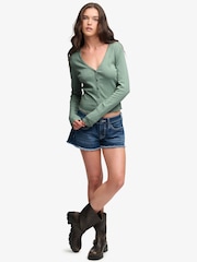 Superdry Olive Green Athletic Essential Pointelle Cardigan - Image 5 of 7