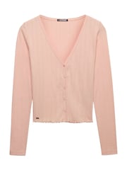 Superdry Pink Athletic Essential Pointelle Cardigan - Image 1 of 2
