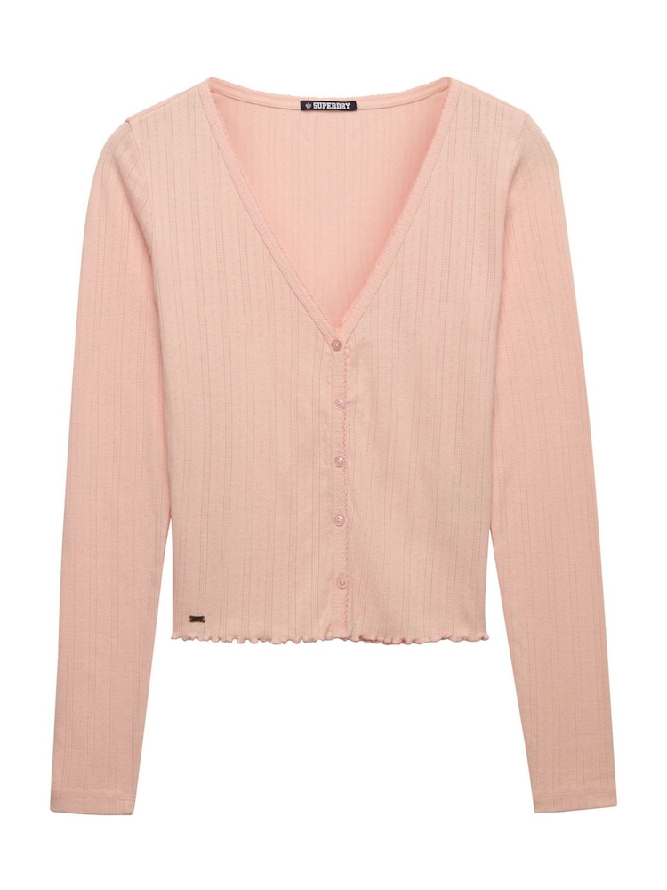 Superdry Pink Athletic Essential Pointelle Cardigan - Image 1 of 2