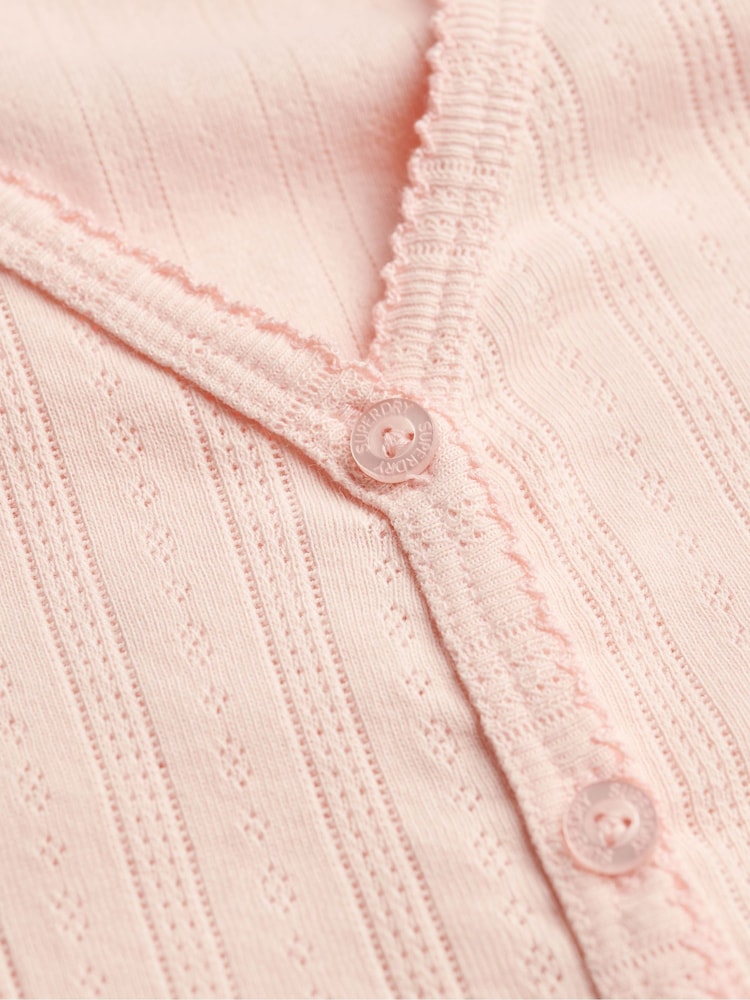 Superdry Pink Athletic Essential Pointelle Cardigan - Image 2 of 2