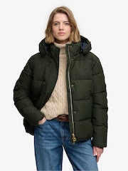 Superdry Green Premium Hood Puffer Jacket - Image 1 of 8