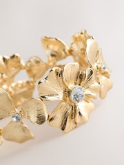 Gold Tone Flower Sparkle Stretch Bracelet - Image 4 of 5