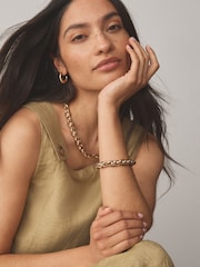Gold Tone Chain Corded Bracelet - Image 2 of 5