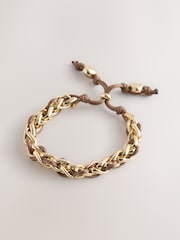 Gold Tone Chain Corded Bracelet - Image 3 of 5