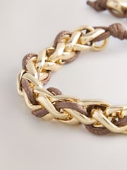 Gold Tone Chain Corded Bracelet - Image 4 of 5