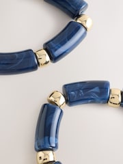 Navy/Mixed Metal Resin Beaded Bracelets 2 Pack - Image 2 of 3