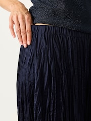 FatFace Coco Navy Pleated Midi Skirt - Image 3 of 6