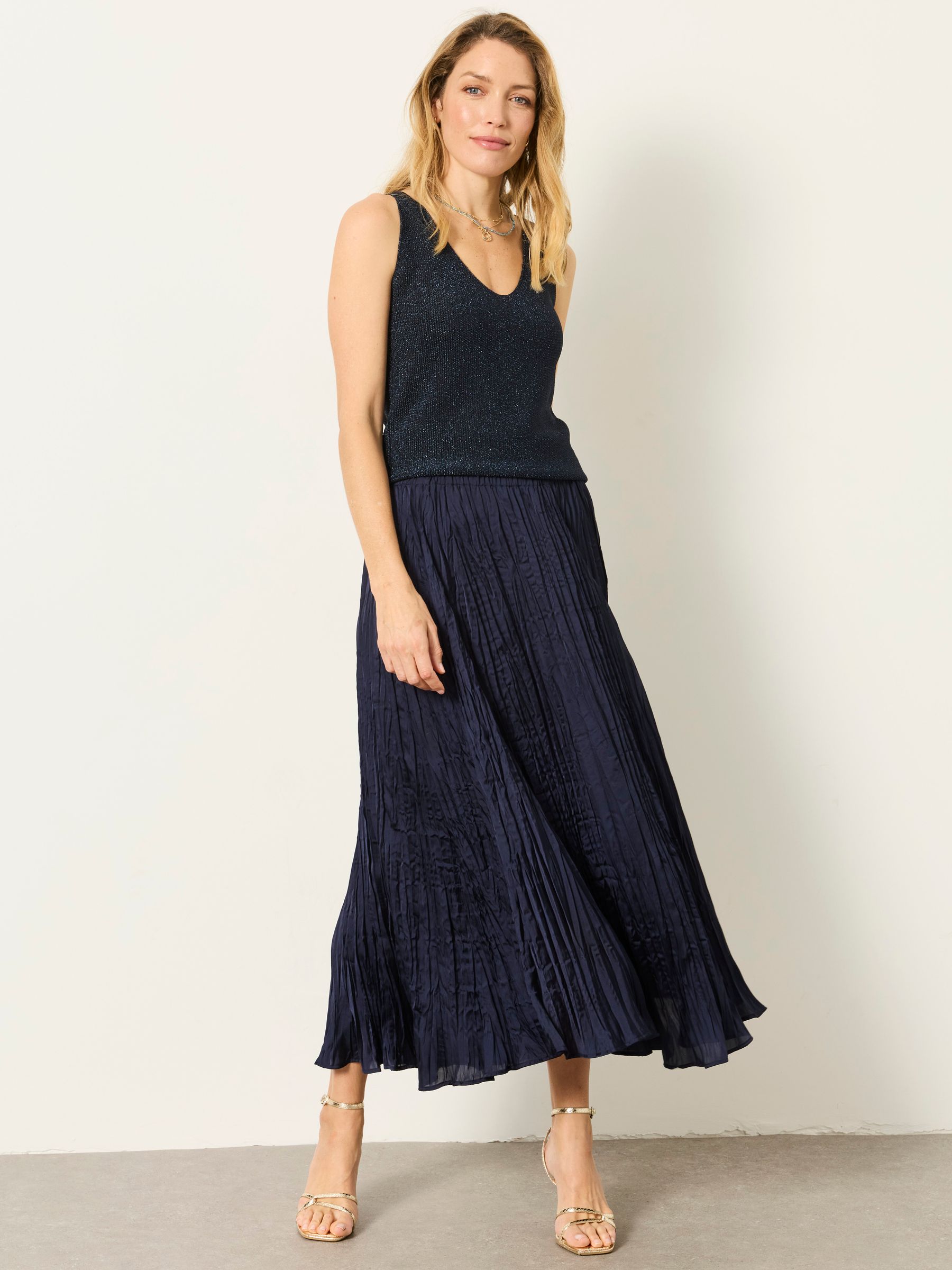 Buy FatFace Coco Navy Pleated Midi Skirt from Next USA