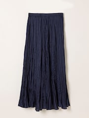 FatFace Coco Navy Pleated Midi Skirt - Image 6 of 6
