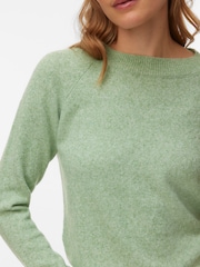 Verde - Pulover tricotat comod și moale la atingere cu guler rotund VERO MODA - Imaginea 3 din 5