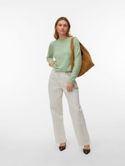 Verde - Pulover tricotat comod și moale la atingere cu guler rotund VERO MODA - Imaginea 4 din 5