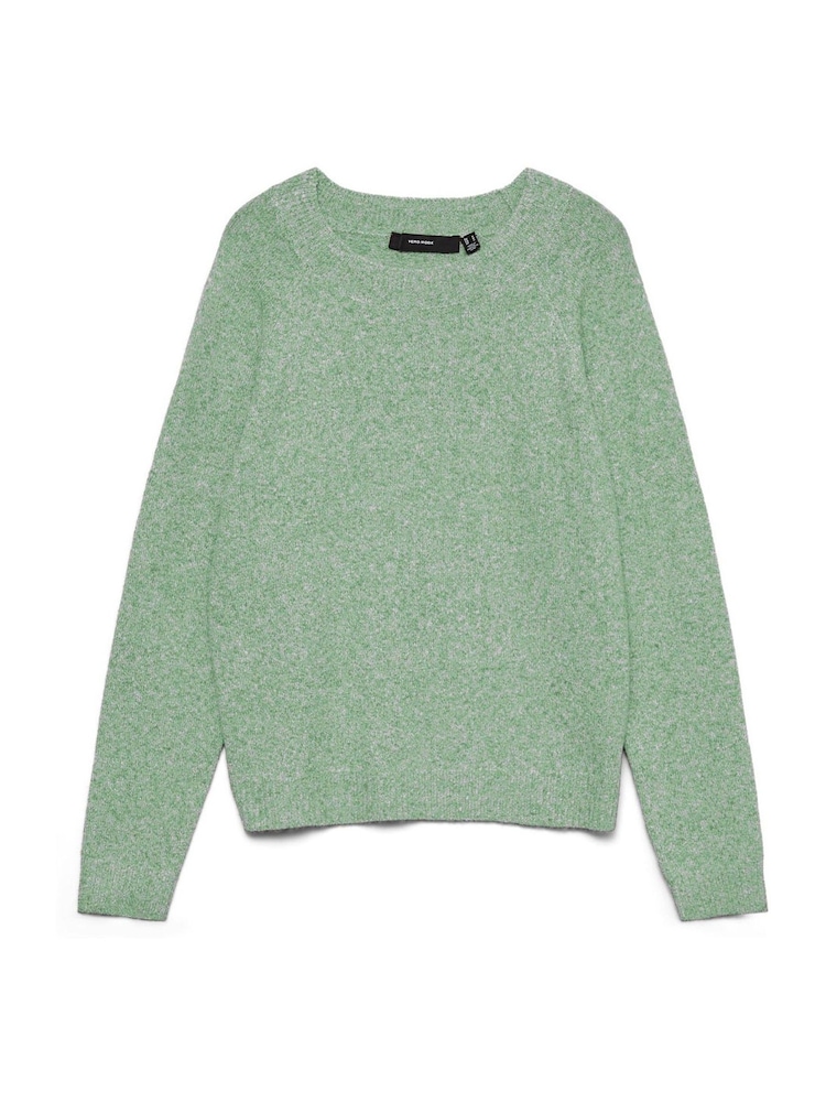 Verde - Pulover tricotat comod și moale la atingere cu guler rotund VERO MODA - Imaginea 5 din 5