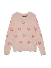 VERO MODA Pink Round Neck Puff Sleeve Knitted Jumper - Image 1 of 1