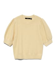 VERO MODA Yellow Round Neck Puff Sleeve Knitted Jumper - Image 1 of 1