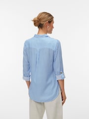 VERO MODA Blue Button Through Open Neck Shirt - Image 2 of 5