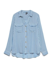 VERO MODA Blue Button Through Open Neck Shirt - Image 5 of 5
