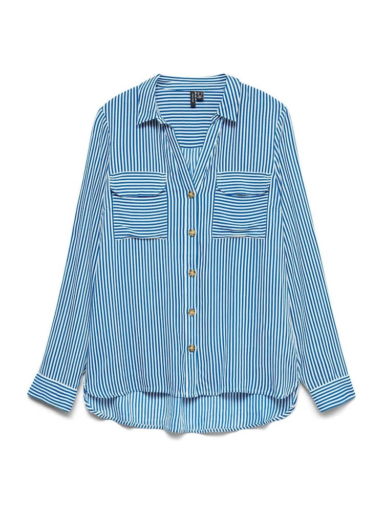 VERO MODA Blue Button Through Open Neck Shirt - Image 5 of 5