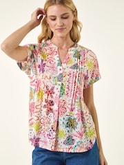 Roman Pink Tropical Palm Burnout Shirt - Image 1 of 5