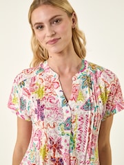Roman Pink Tropical Palm Burnout Shirt - Image 2 of 5