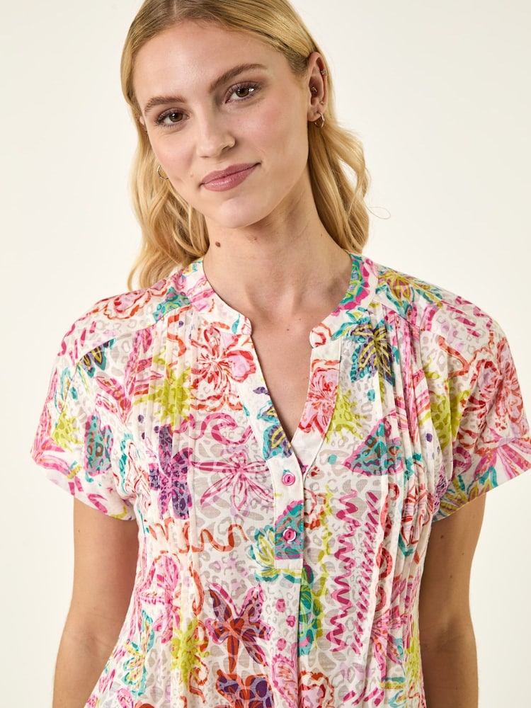 Roman Pink Tropical Palm Burnout Shirt - Image 2 of 5