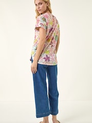 Roman Pink Tropical Palm Burnout Shirt - Image 4 of 5