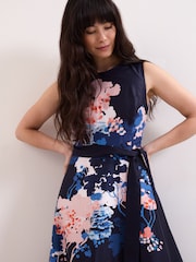 Phase Eight Blue Natalya Floral Dress - Image 4 of 7