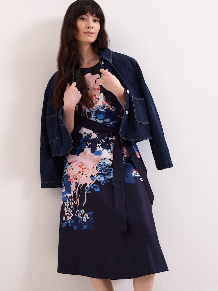 Phase Eight Blue Natalya Floral Dress - Image 7 of 7