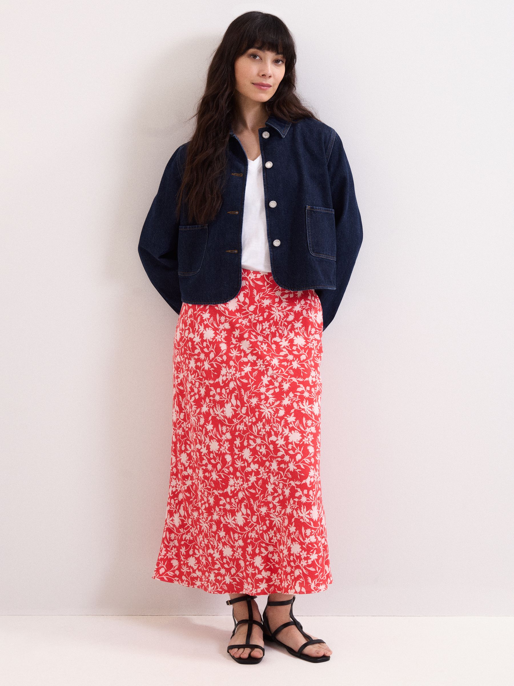 Phase Eight Women's Red Floral Midi Skirt