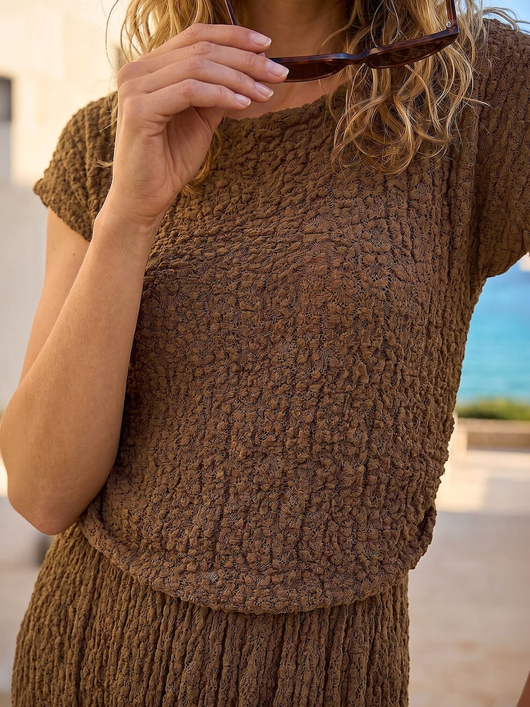 Roman Brown Floral Lace Maxi Dress - Image 4 of 4 Roman Brown Floral Lace Maxi Dress - Image 4 of 4