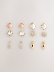 Pink Stud and Hoop Earrings 6 Pack - Image 1 of 3