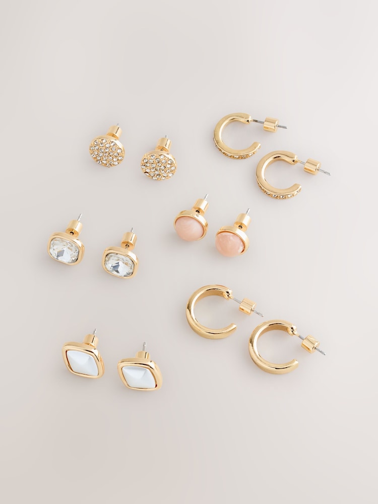 Pink Stud and Hoop Earrings 6 Pack - Image 2 of 3 Pink Stud and Hoop Earrings 6 Pack - Image 2 of 3