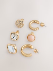 Pink Stud and Hoop Earrings 6 Pack - Image 3 of 3