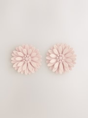 Pink Powder Coated Flower Stud Earrings - Image 1 of 3